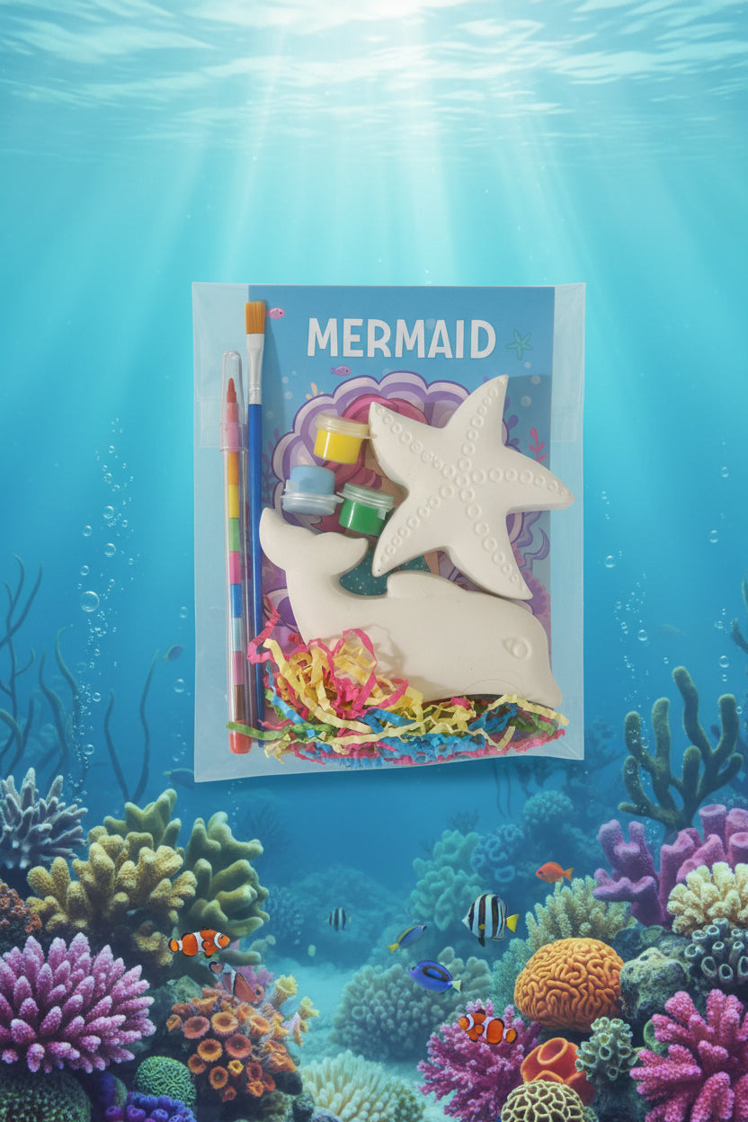 12 Pcs Sea Creatures-Paintable Plaster Figurines with Coloring Book